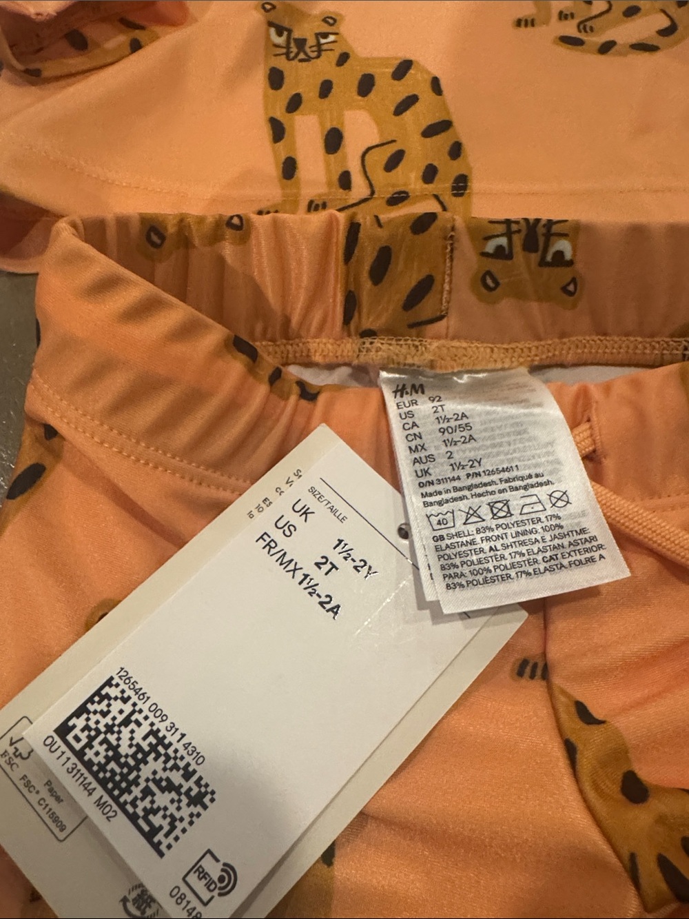 H&M Orange Leopard Print Rash Guard Swim Set - Picture 3 of 12